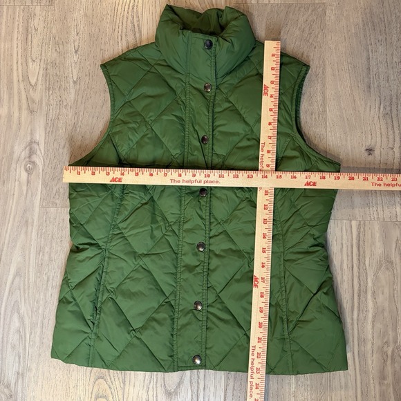 Lands End Goose Down Feather Puffer Vest Womens Small 6 to 8 Green Snap Basic - Picture 6 of 6